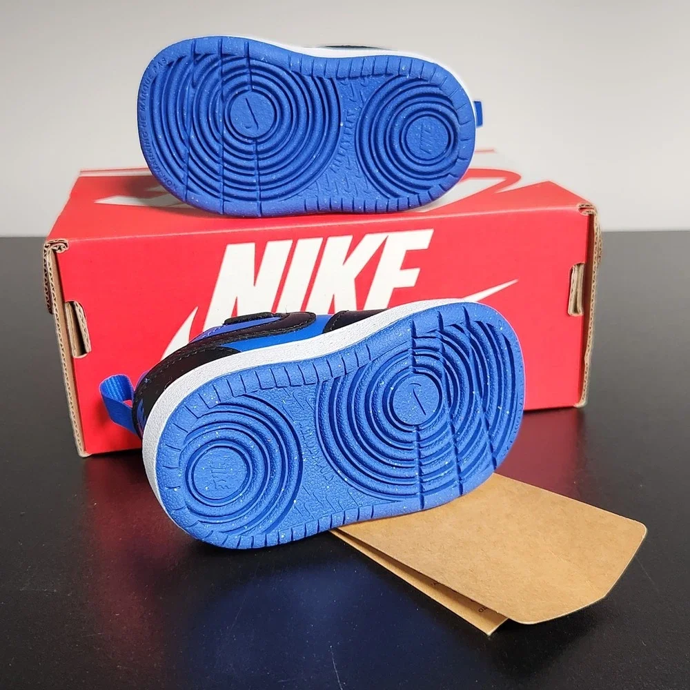 Nike Court Shoes Size 2C Black Blue Borough Low Recraft (TD) Sneakers NEW